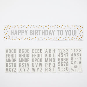 Customizable Gold & Silver Confetti Dot Banner