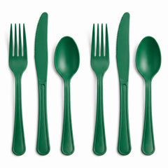 Festive Green Plastic Cutlery Assortment - 7.5 in.