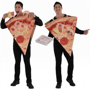 Pizza Slice Costume Adult Tunic - Funny Halloween Food Costume with Photorealistic Print, Easy Slip-On One Size for Men