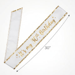 Golden Age "It's My 30th Birthday" Sash - White & Gold