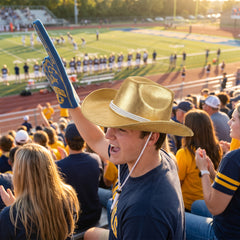 Gold Suede Cowboy Hat with Braided Cord - Perfect for Team Spirit Events