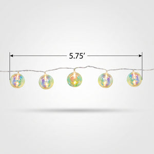 Iridescent Globe LED String Lights - 10 Battery-Powered Lights