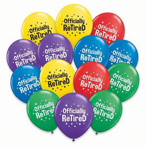 "Officially Retired" Latex Balloons - Multicolor, 12" - 15 Pack