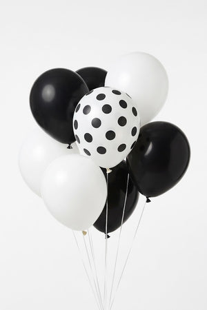 Celebrate in Style: 15-Pack White & Black Latex Balloons for Graduation