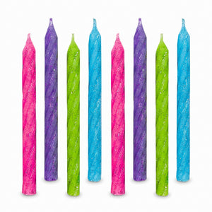 Large Glitter Spiral Birthday Candles - Brights