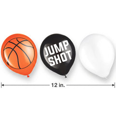 Basketball Fan Latex Balloons - 12" Sports Party Pack (6ct)