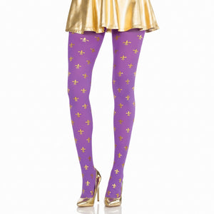 Mardi Gras Fleur De Lis Tights