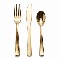 Premium Gold Plastic Cutlery Set - 32 Count