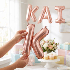 Rose Gold Script Letter 'K' Foil Balloon - 8-Inch Air-Filled