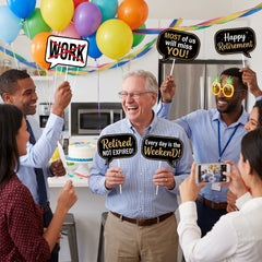 Happy Retirement Photo Booth Props Kit - 13-Piece Set