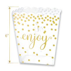 Clear Scalloped Candy Container with Gold Polka Dots, 52oz