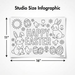 "Happy Easter" Kids Coloring Placemats - 24 Pack