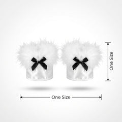 White Bunny Marabou Wrist Cuffs - Halloween Costume Accessory