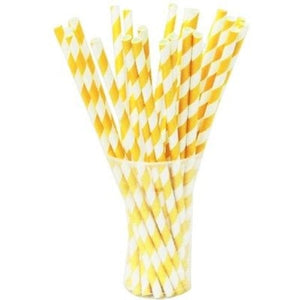 Yellow Striped Paper Straws - 7.75 in. | 100 Count