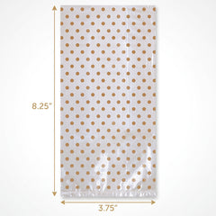 Gold Polka Dot Wedding Treat Bags with Bows - 12 Pack