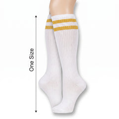 Gold Stripe Athletic Knee-High Socks