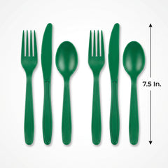 Festive Green Plastic Cutlery Assortment - 7.5 in.
