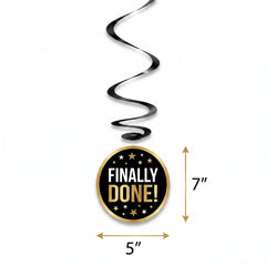 Graduation Celebration Swirl Decorations, Black/Gold, 16-Pack