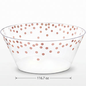 Rose Gold Polka Dot Large Plastic Serving Bowl - 116 Oz.