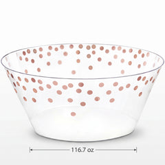 Rose Gold Polka Dot Large Plastic Serving Bowl