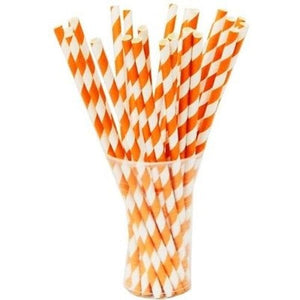 Orange Striped Paper Straws - 7.75 in. | 100 Count