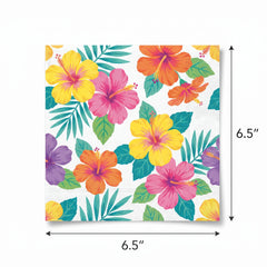 Vibrant Summer Hibiscus Luncheon Napkins - 6.5 In. x 6.5 In.