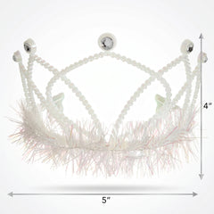 White Tinsel Trim Tiara - Perfect for Team Spirit & Everyday Royalty