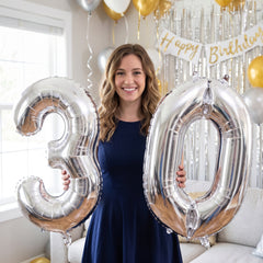 Silver Foil Number 0 Balloon - Air-Filled Metallic Decor