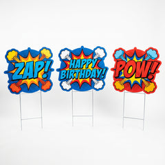 Superhero Birthday Lawn Signs - Comic Book Style