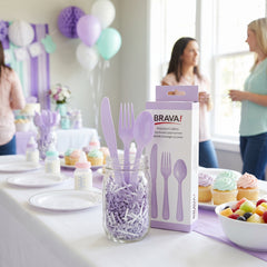 Brava! Lavender Plastic Cutlery Set - 24-Count