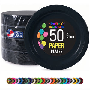 9 in. Black Paper Plates | 50 Ct.