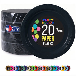 7 In. Black Paper Plates - 20 Ct.