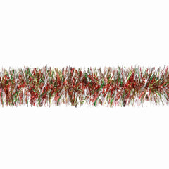 Festive Christmas Tinsel Garland in Red, Green, and Silver