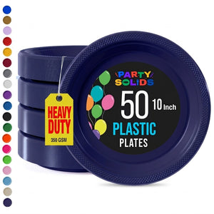 10 in. Navy Plastic Plates | 50 Count