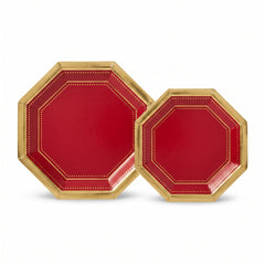 Premium Apple Red 10" Octagonal Paper Plates - Pack of 20