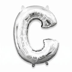 Silver Foil Letter 'C' Balloon - Air Filled