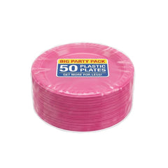 Bright Pink 7" Plastic Dessert Plates - Big Party Pack, 50 Count