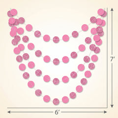 Bright Pink Polka Dot Glitter String Decorations - 6 Pack