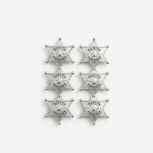 Silver Sheriff Badge Pins - 8 Pack