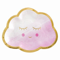Oh Baby Cloud Pink and Gold Metallic Plates - 8 Pack