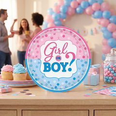 "Girl or Boy?" 10.5" Gender Reveal Paper Plates - 8 Pack
