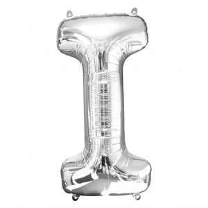 Silver Letter "I" Foil Balloon - Metallic Shine