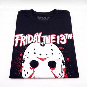 Adult Halloween T-Shirt with Friday the 13th Mask Print
