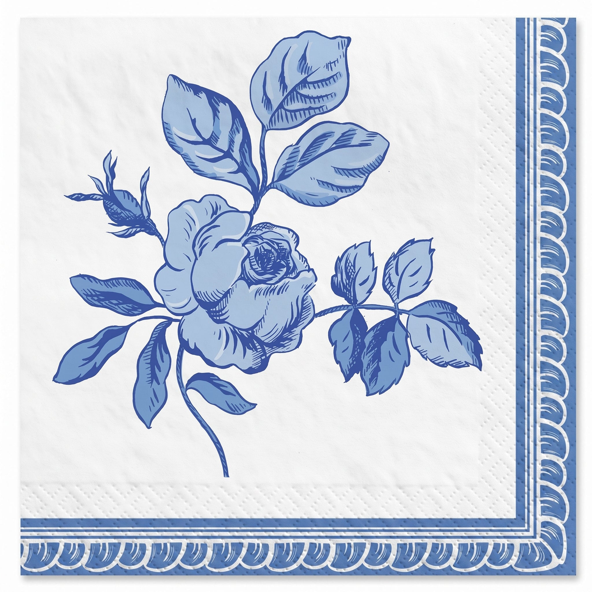 Blue Regency Floral Lunch Napkins - 6.5 In. X 6.5 In.