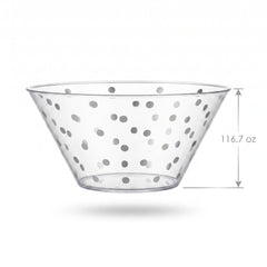 Silver Polka Dot Large Plastic Serving Bowl