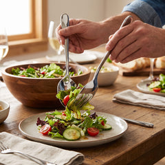 Elegant Silver Serving Spoon and Fork Set - 13 In. | 2 Count