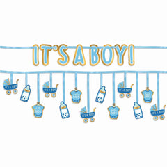 "It's a Boy" Baby Shower Banner Set with Strollers and Bottles