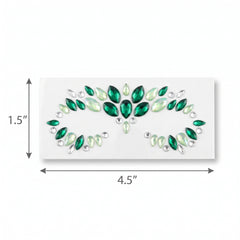 Festive Green Face Jewels - Self-Adhesive Gem Kit