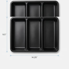Black Plastic Compartment Serving Tray - 9.5" x 14.25"