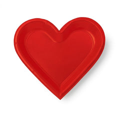 Red Heart-Shaped Metallic Dinner Plates - 10.5", 8-Pack